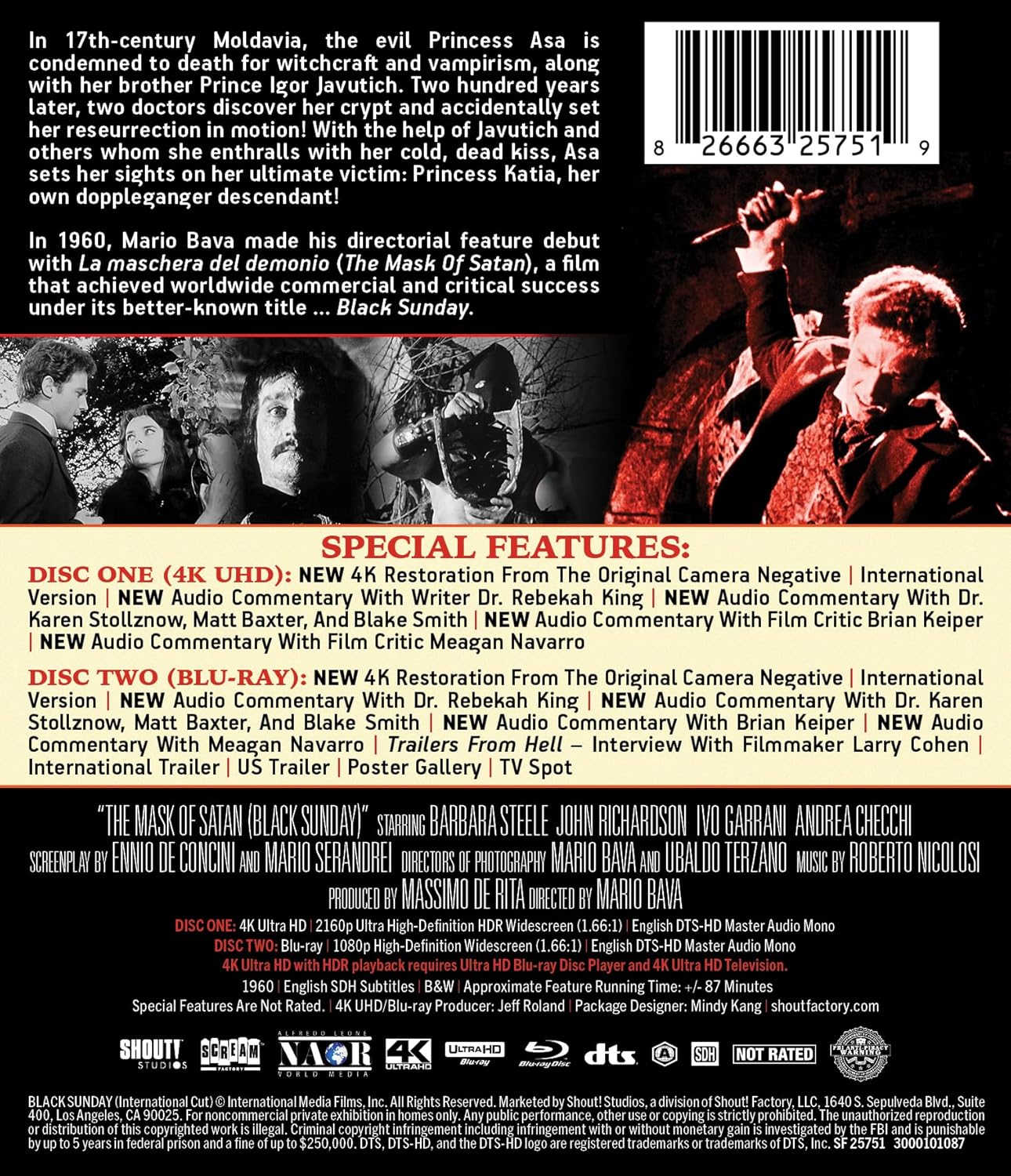 Black Sunday (1960) 4K UHD + Blu-ray with Slipcover (Scream Factory)