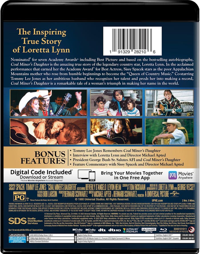 Coal Miner's Daughter 4K UHD + Blu-ray with Slipcover (Universal U.S.)