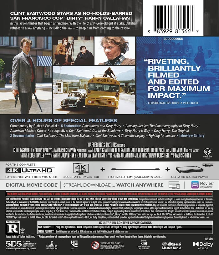Dirty Harry 4K Ultra HD with Slipcover (Warner Bros. U.S.)