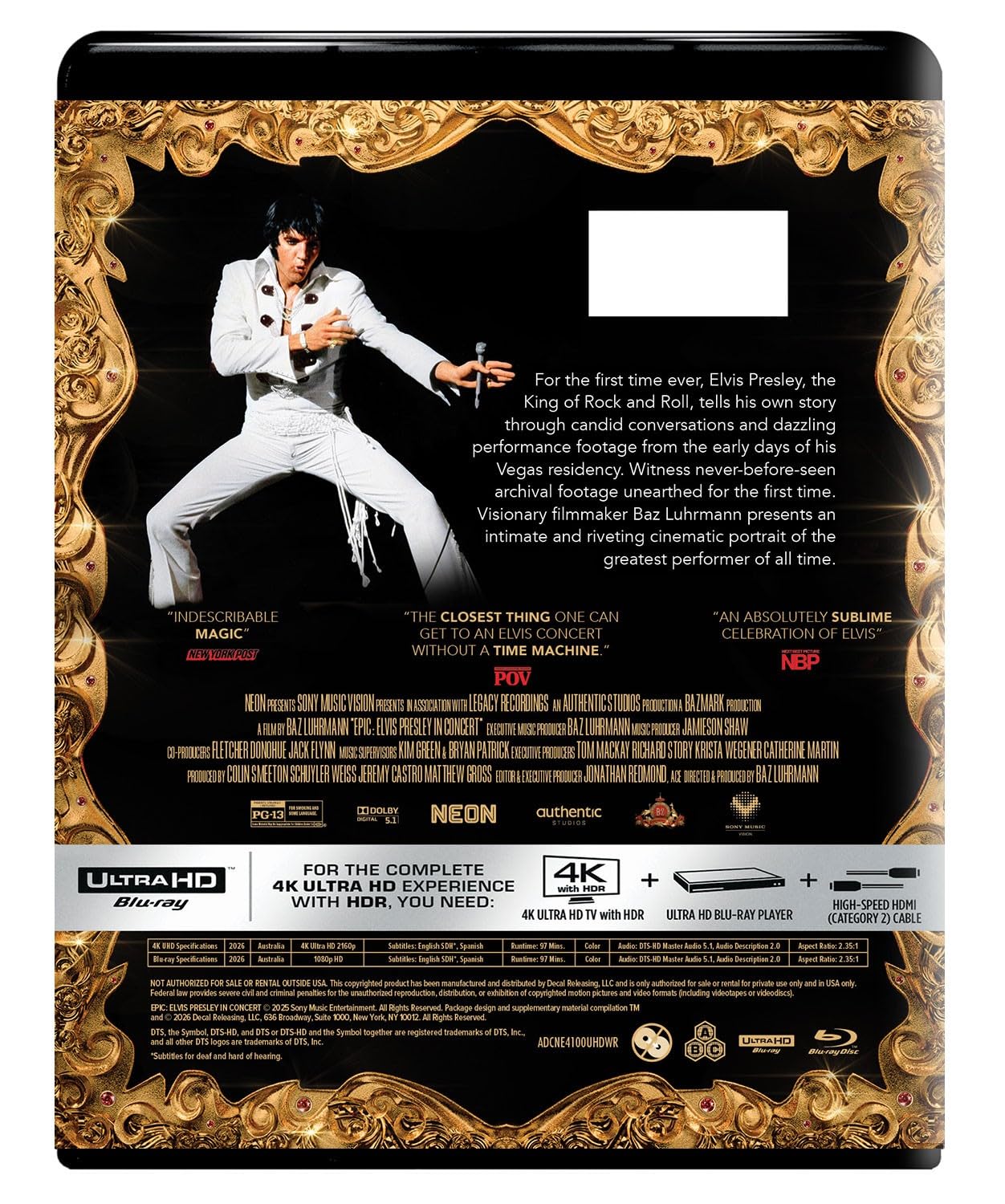 EPiC: Elvis Presley in Concert 4K UHD + Blu-ray with Slipcover (Neon)