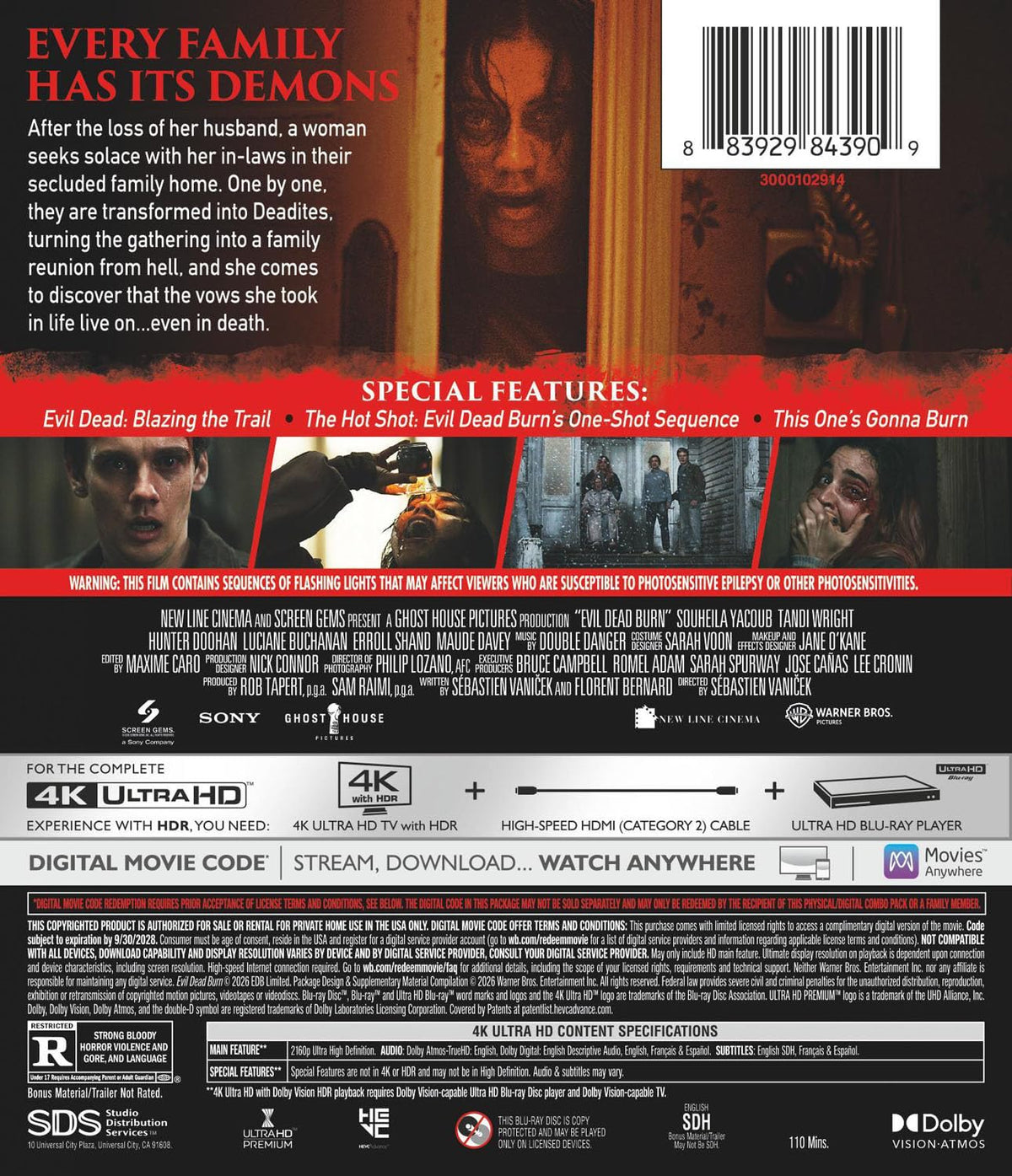 Evil Dead Burn 4K UHD with Slipcover (Warner Bros. U.S.) LIMIT 1 PER CUSTOMER