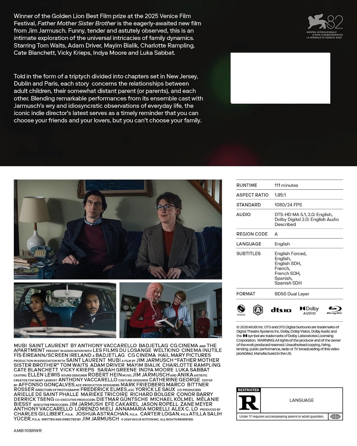 Father Mother Sister Brother Blu-ray with Slipcover (Mubi U.S.)