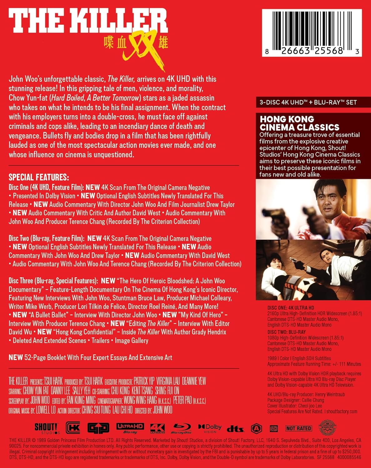 The Killer 4K UHD + Blu-ray Deluxe Limited Edition with Slipcase (Shout Factory) LIMIT 1 PER CUSTOMER