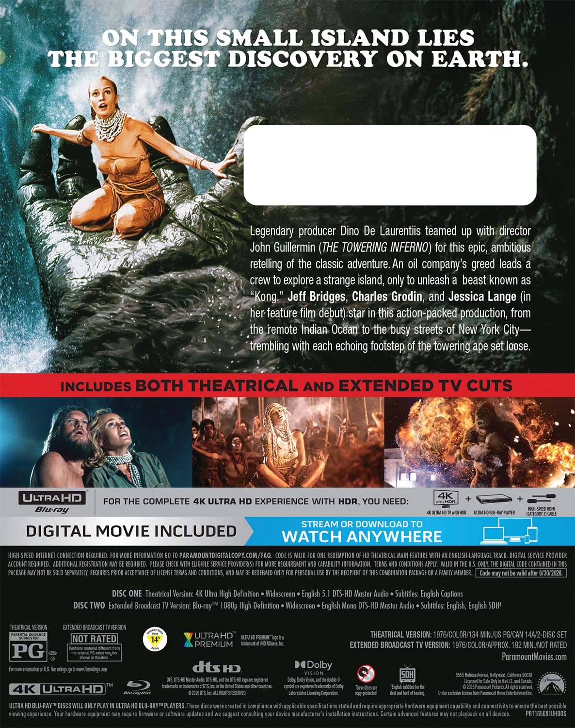 King Kong (1976) 4K UHD + Blu-ray with Slipcover (Paramount U.S.)