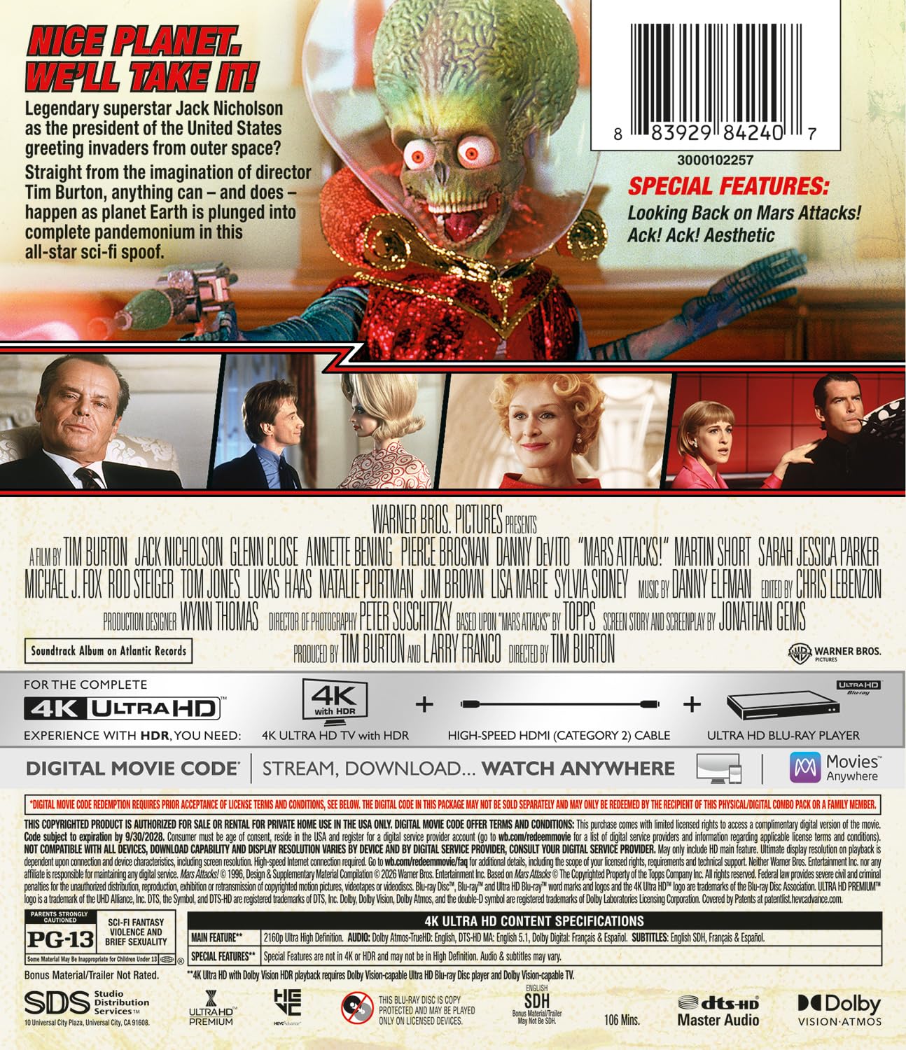 Mars Attacks! 4K UHD with Slipcover (Warner Bros. U.S.)