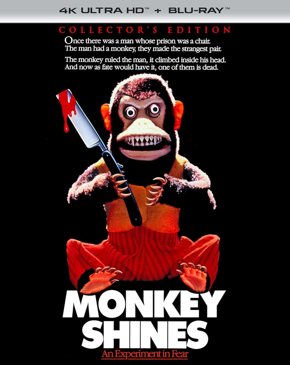 Monkey Shines 4K UHD + Blu-ray Collector's Edition with Slipcover (Scream Factory)