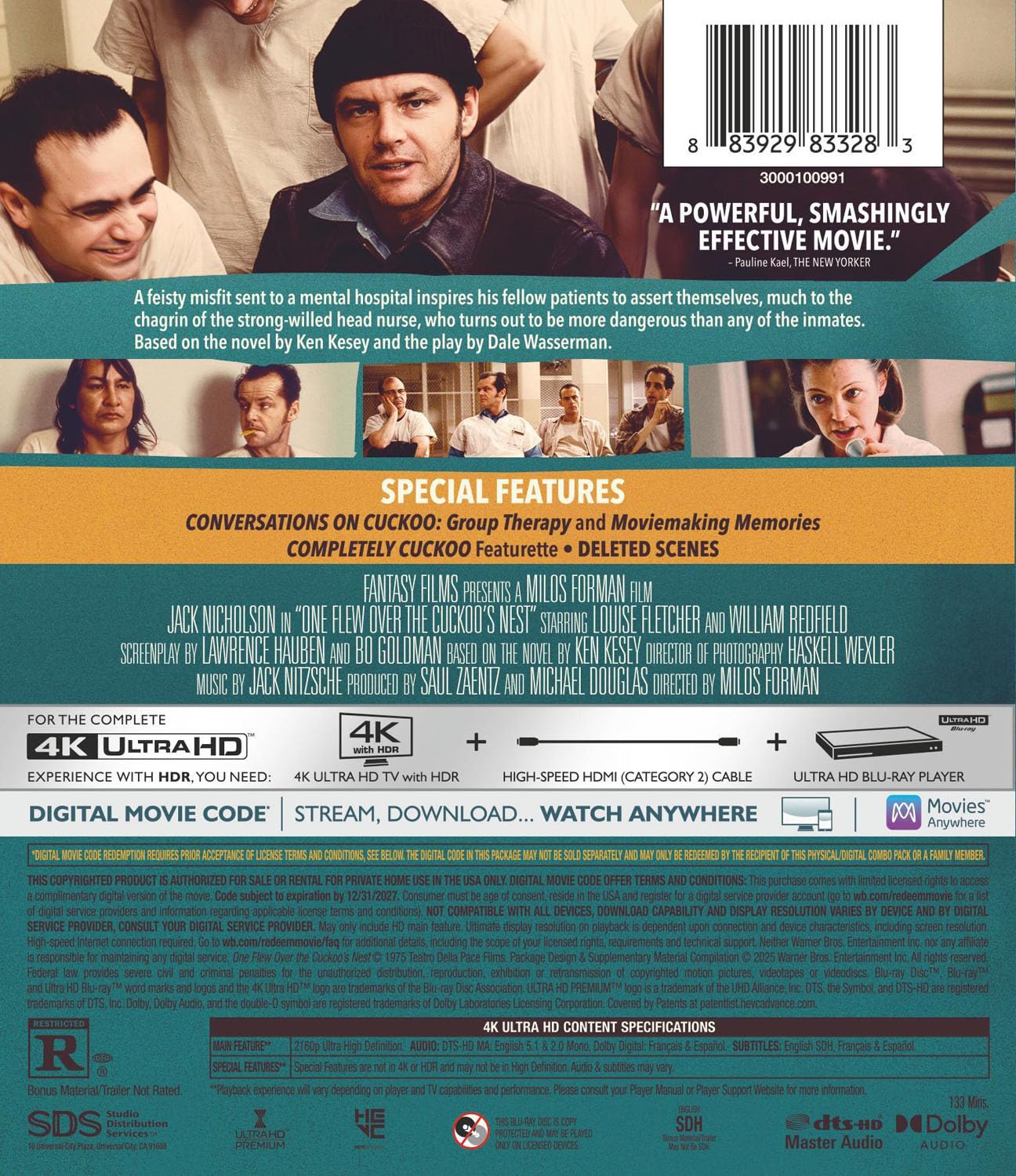 One Flew Over the Cuckoo's Nest 4K UHD with Slipcover (Warner Bros.)