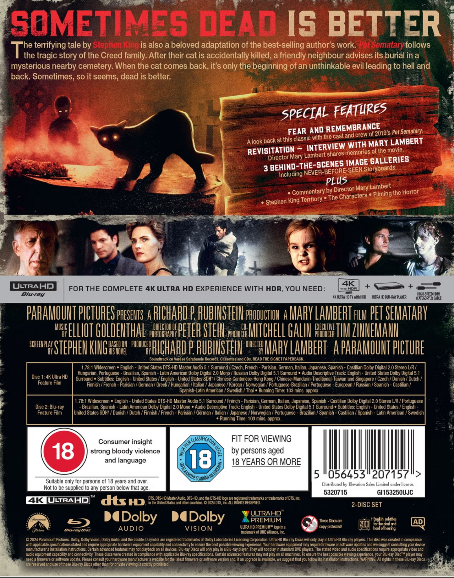 Pet Sematary (1989) 35th Anniversary Limited Collector's Edition 4K Ultra HD + Blu-Ray with Slipcase Paramount UK/Region Free/B)