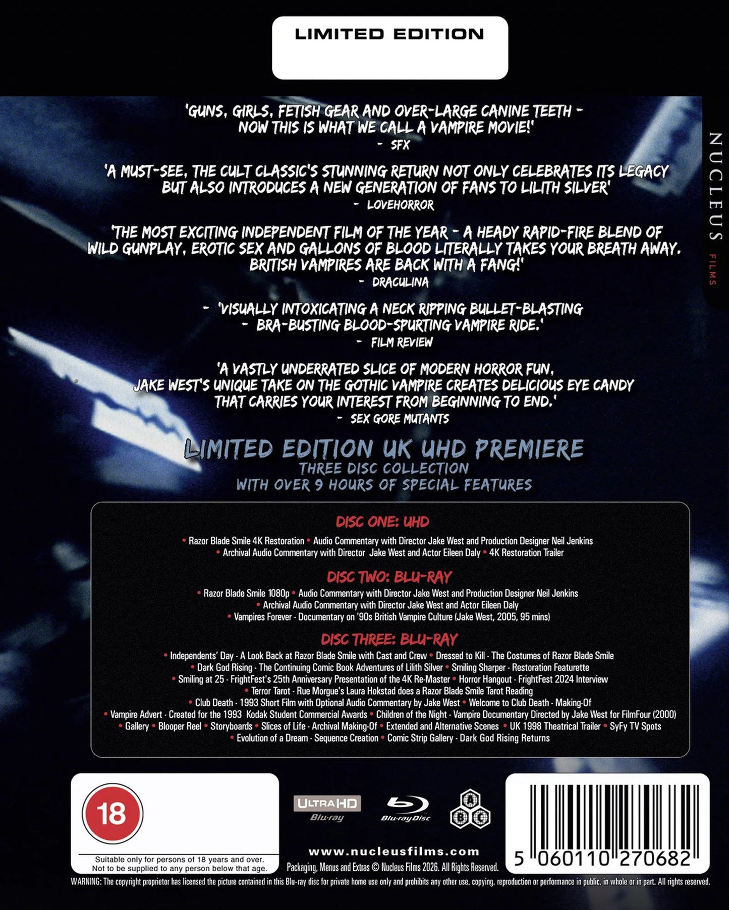 Razor Blade Smile Limited Edition 4K Ultra HD + Blu-Ray with Slipcover + Cards + Poster (Screenbound UK/Region Free)