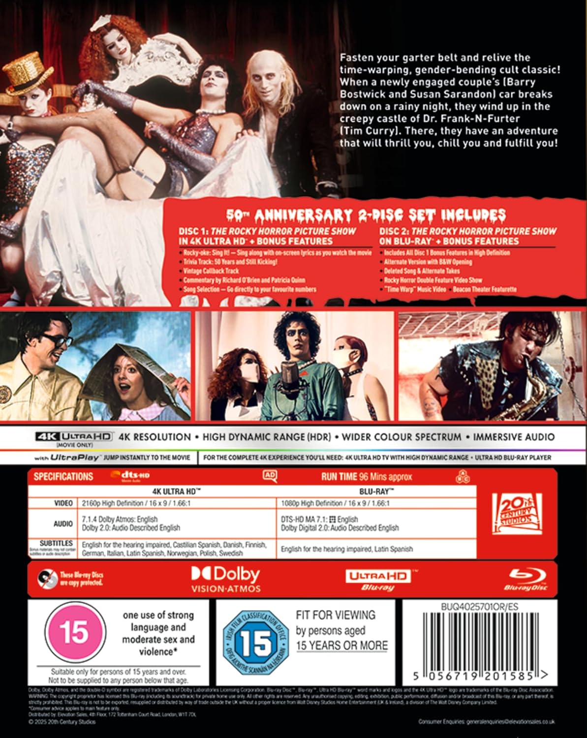 Rocky Horror Picture Show 4K UHD + Blu-ray Standard Edition with Slipcover (20th Century Studios/Region Free)