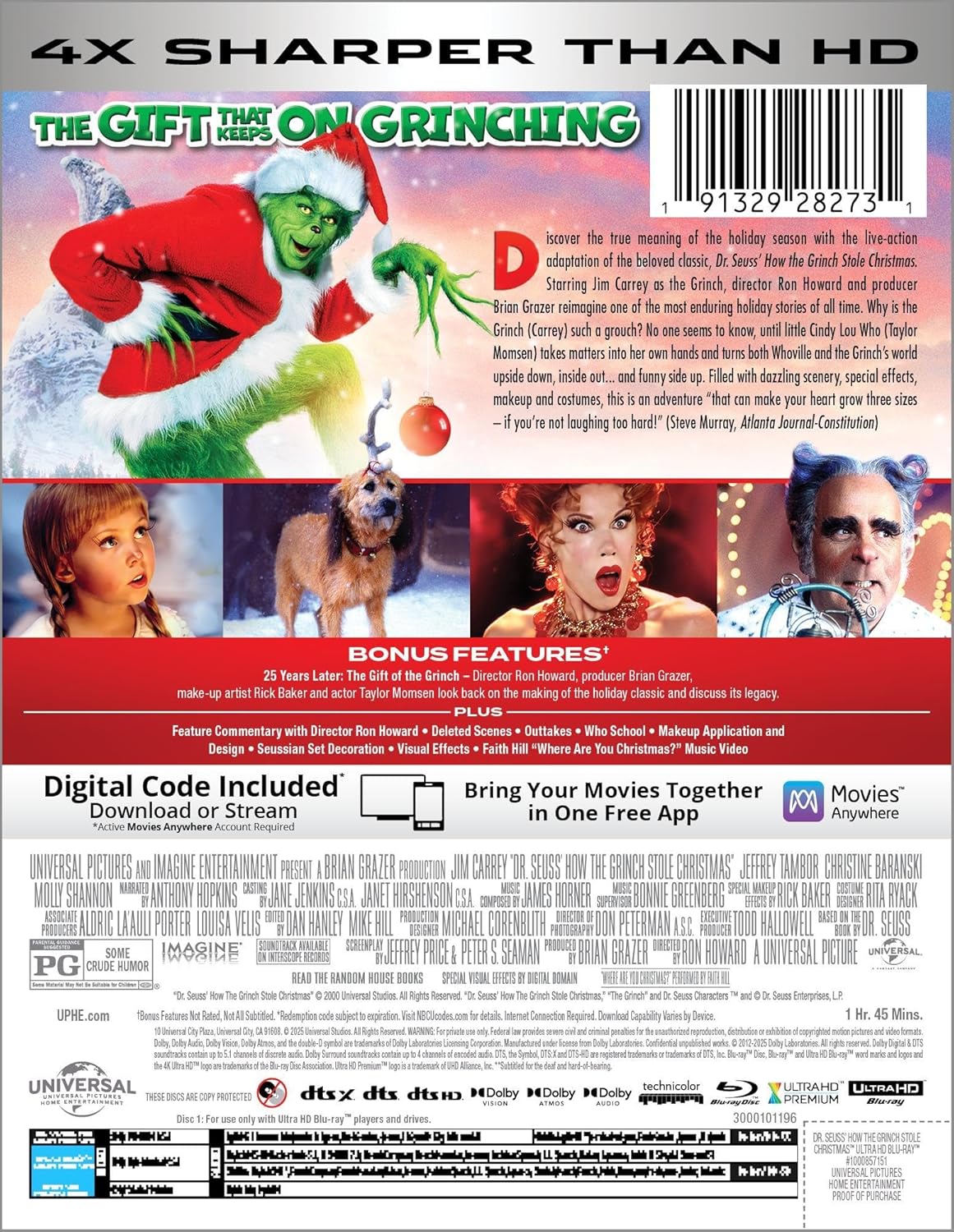 Dr. Seuss' How the Grinch Stole Christmas (25th Anniversary Edition)4K UHD + Blu-ray SteelBook (