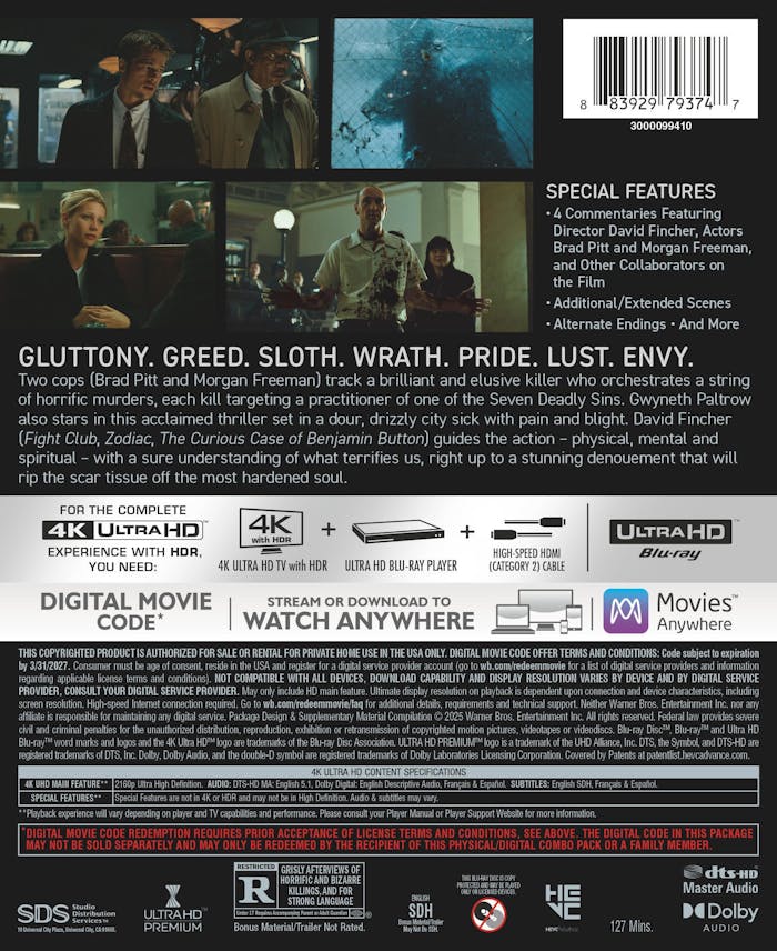 Se7en 4K UHD 30th Anniversary Digipak (Warner Bros. U.S.)