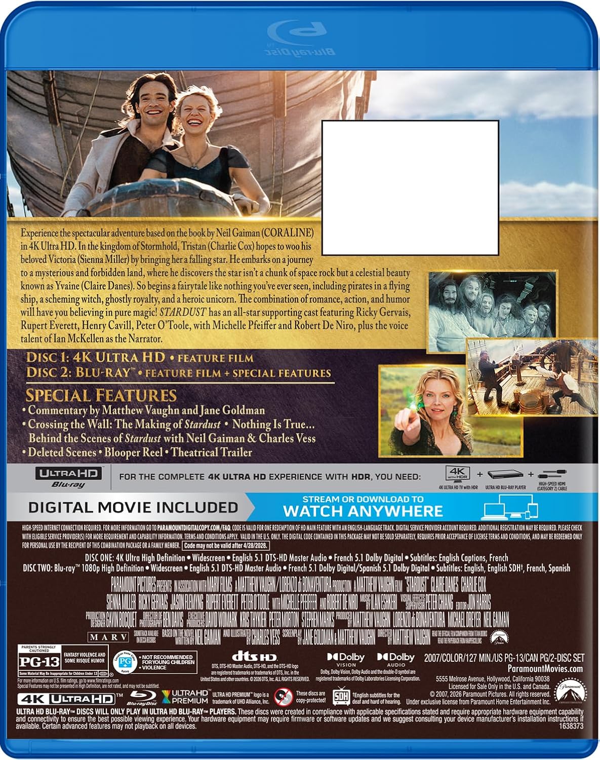 Stardust 4K UHD + Blu-ray with Slipcover (Paramount U.S.) LIMIT 1 PER CUSTOMER