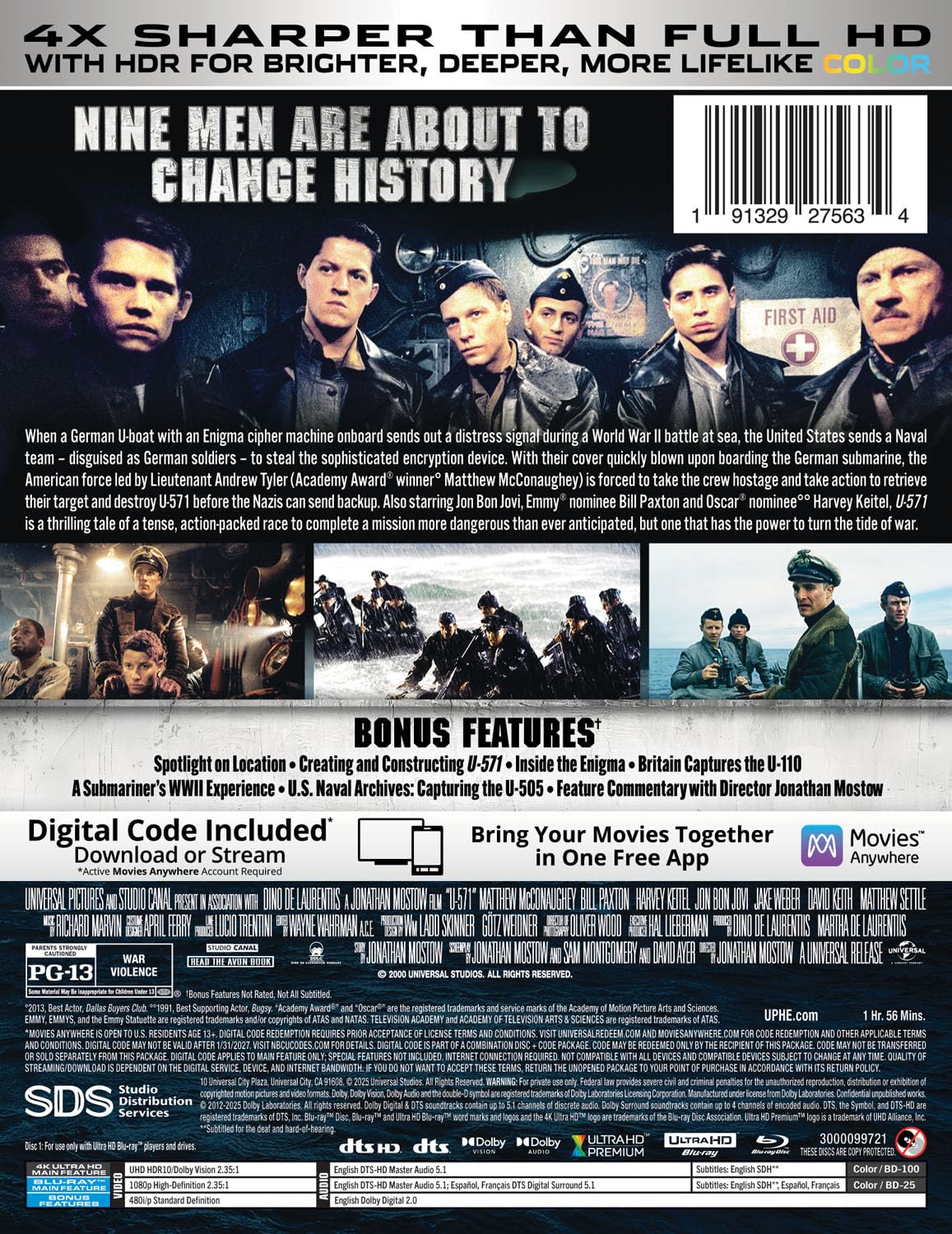 U-571 (25th Anniversary Edition) 4K UHD + Blu-ray SteelBook (Universal U.S.)