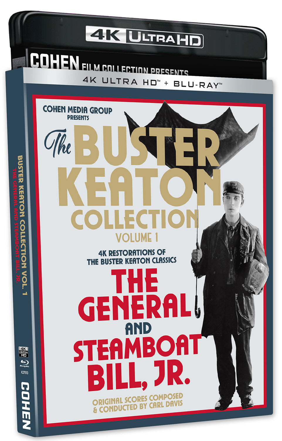 Buster Keaton Collection Volume 1: The General and Steamboat Bill, Jr. 4K UHD + Blu-ray with Slipcover (Kino Lorber) [Preorder]
