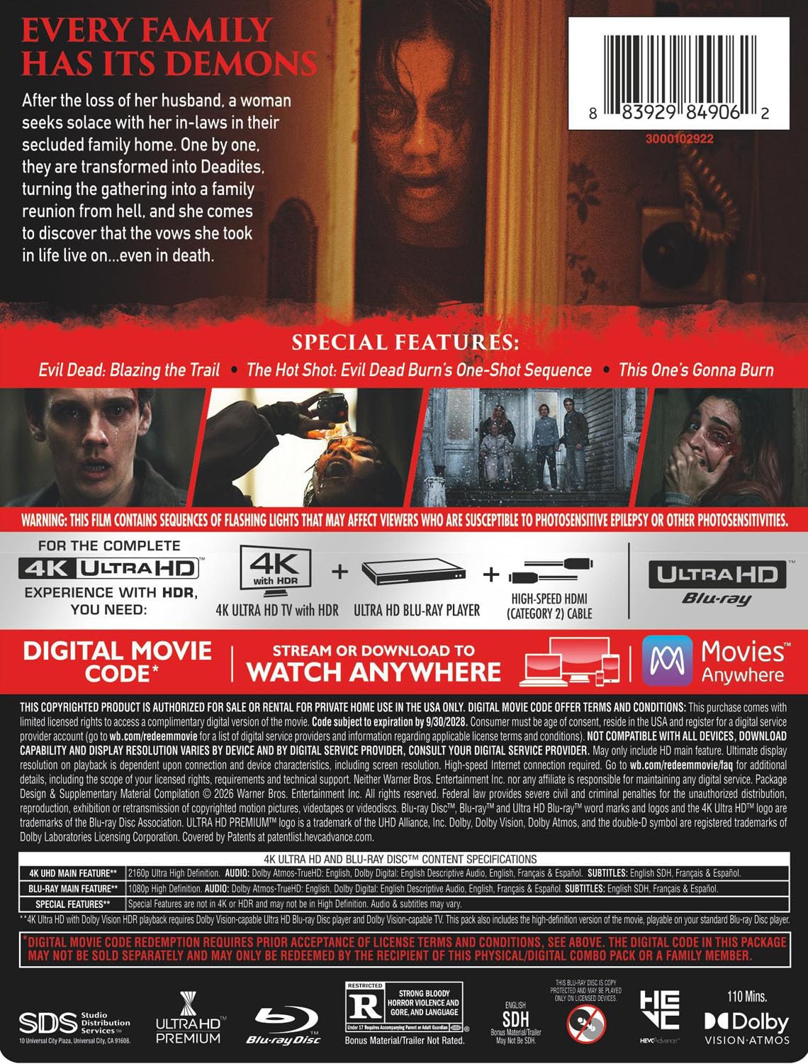 Evil Dead Burn 4K UHD + Blu-ray SteelBook (Warner Bros. U.S.) LIMIT 1 PER CUSTOMER