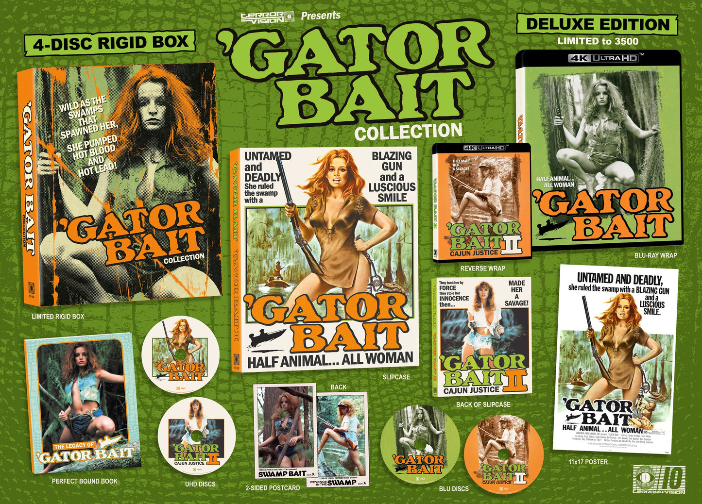'Gator Bait 1 & 2 4-Disc Deluxe Edition 4K UHD + Blu-ray (Terror Vision) [Preorder] LIMIT 1 PER CUSTOMER