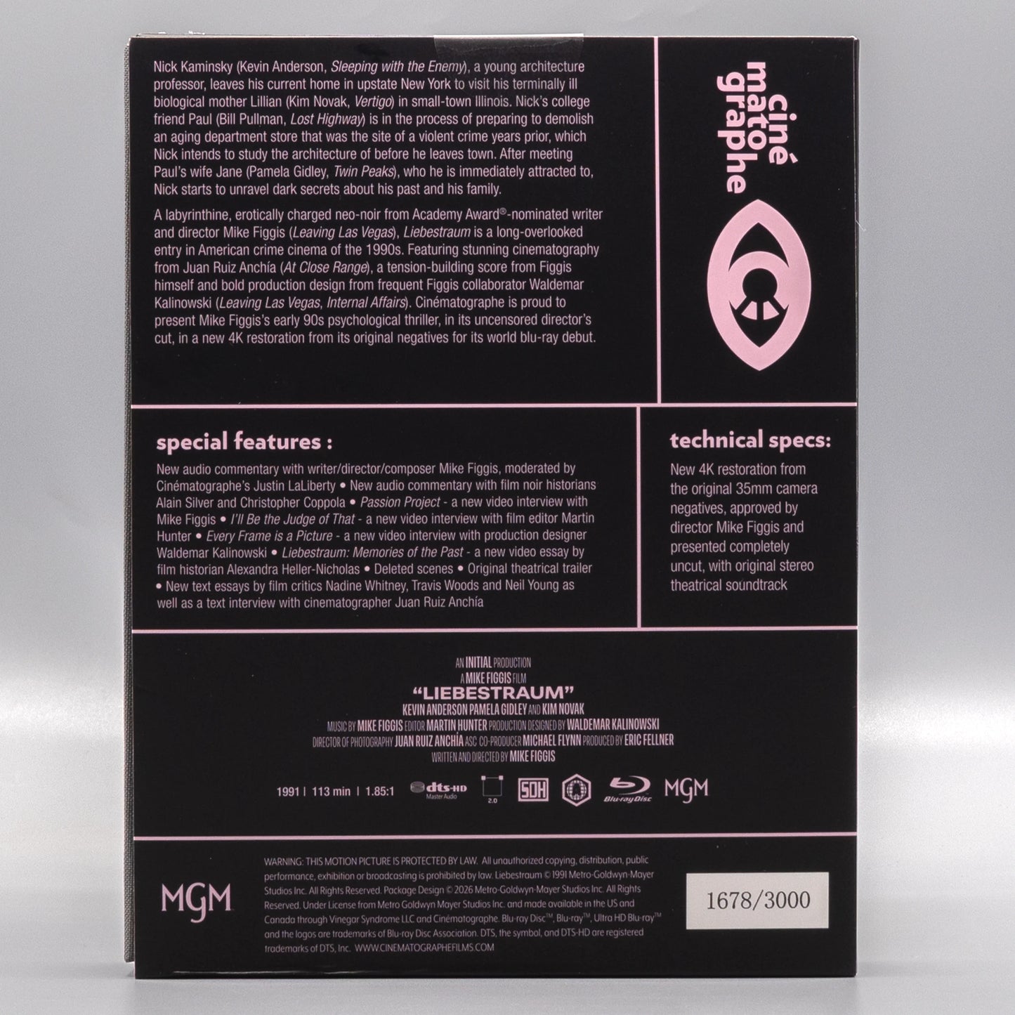 Liebestraum Blu-ray Limited Edition J-card MediaBook Slipcase (Cinématographe)