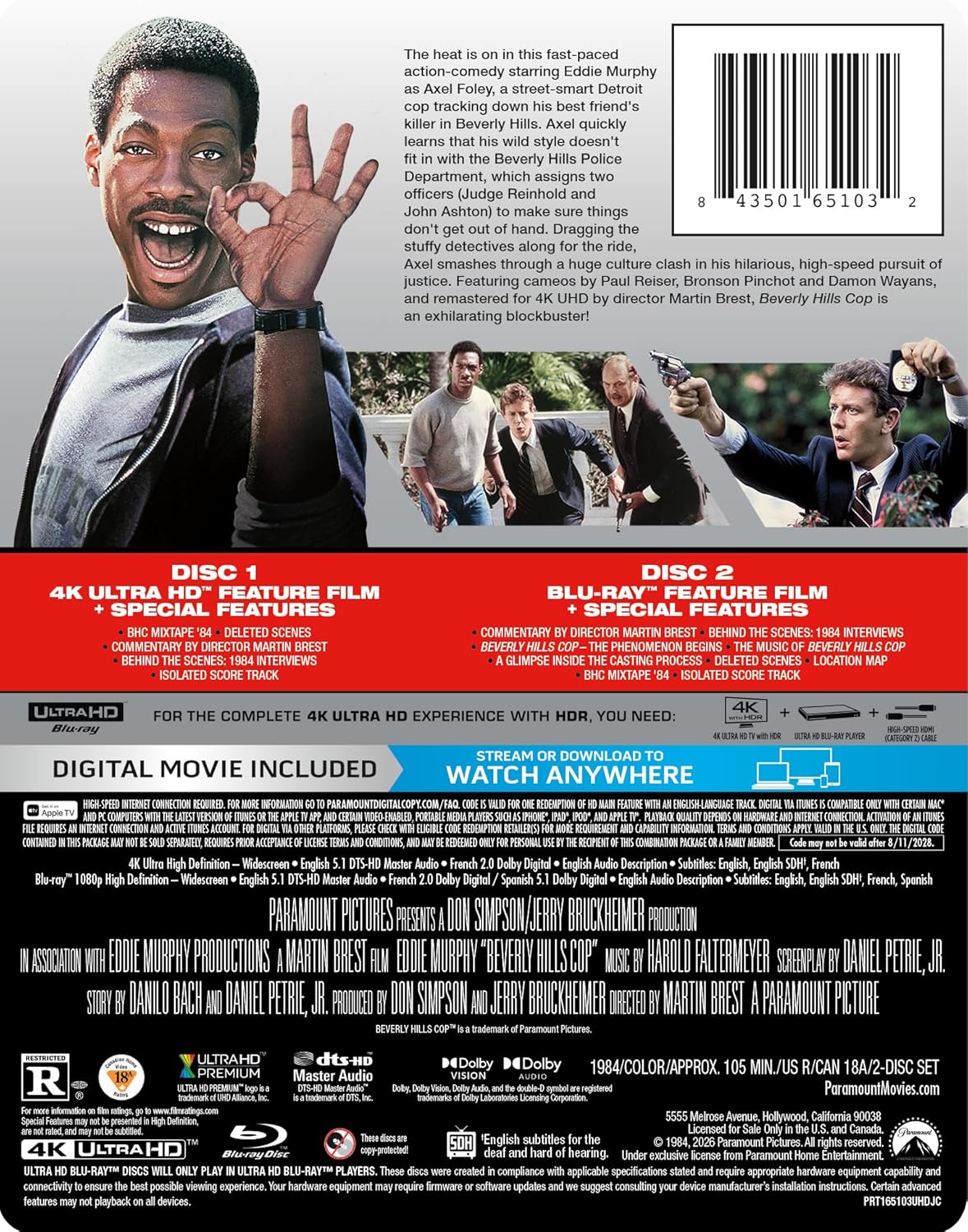 Beverly Hills Cop 4K UHD + Blu-ray SteelBook (Paramount U.S.