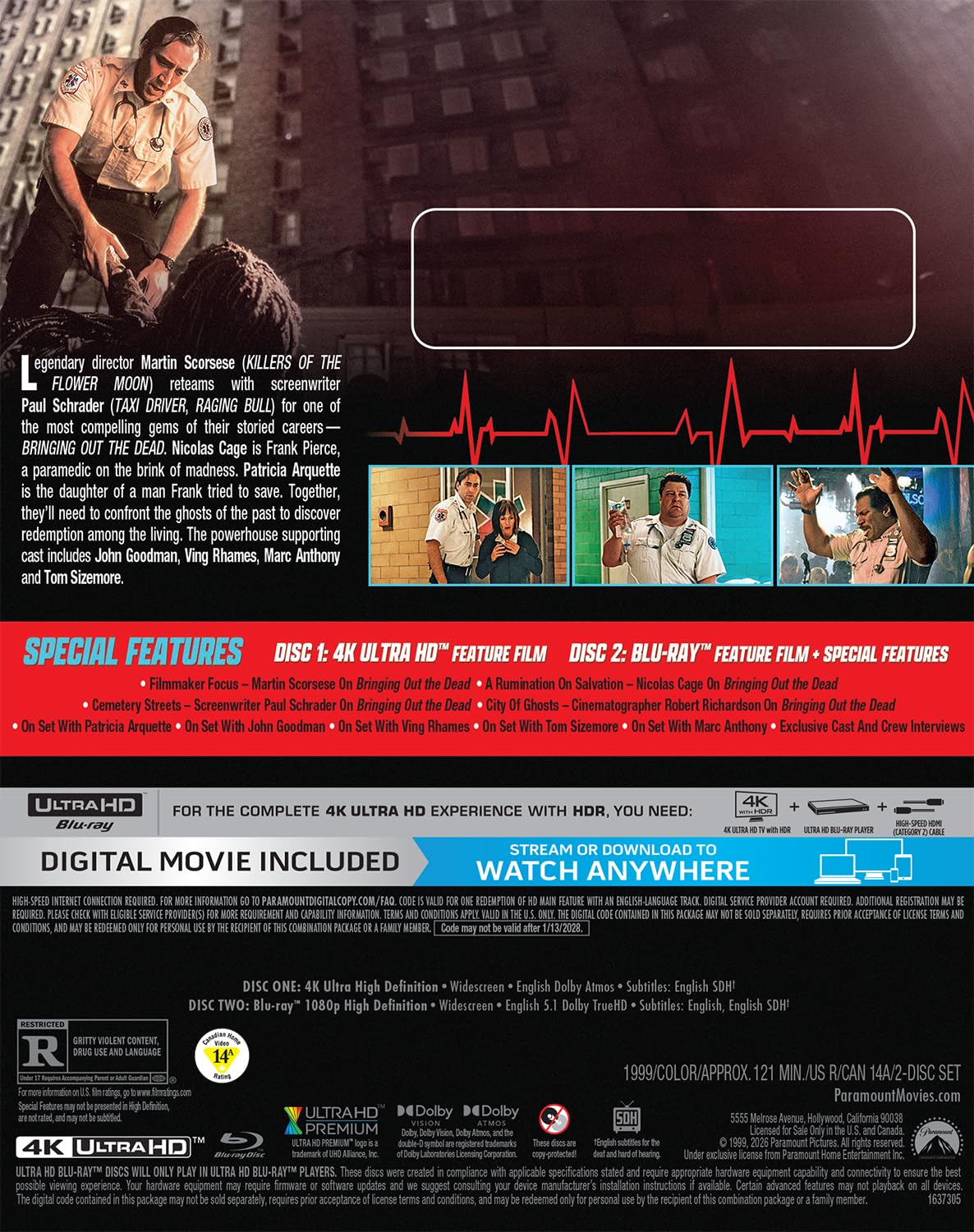 Bringing out the Dead 4K UHD + Blu-ray (Paramount U.S.) [Preorder]