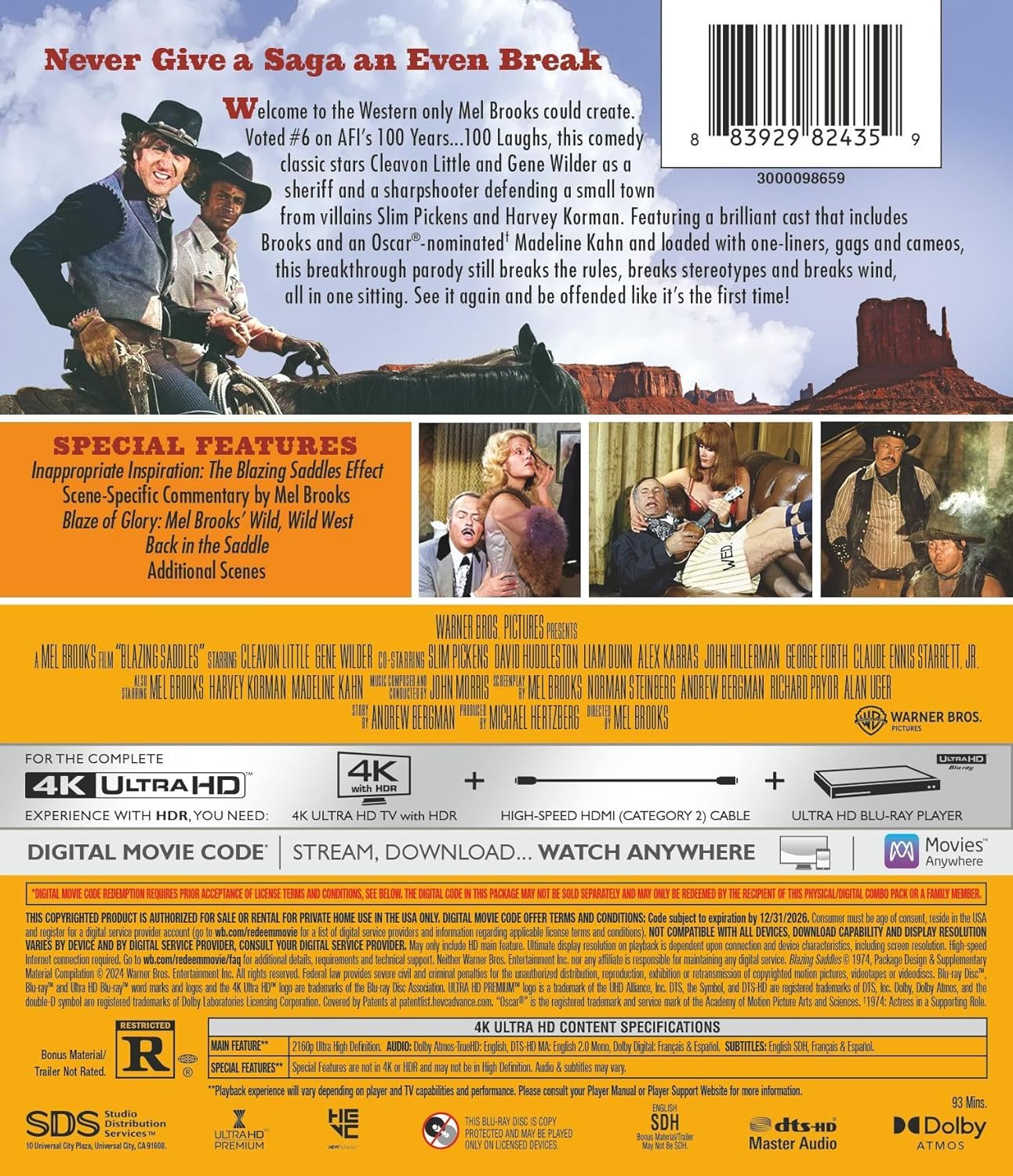 Blazing Saddles 50th Anniversary 4K UHD with Slipcover (Warner Bros.)