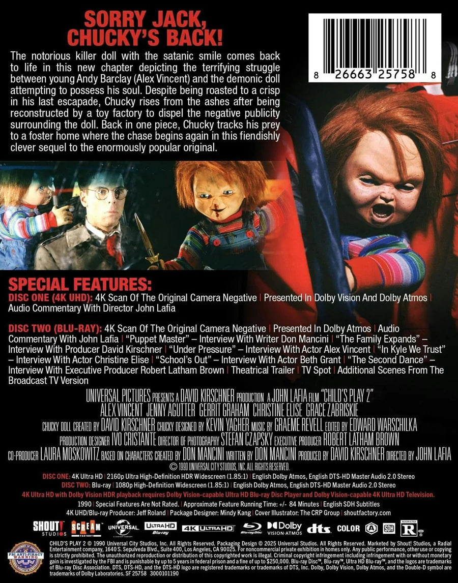 Child's Play 2 Limited Edition 4K Ultra HD Steelbook + Blu-ray (Scream Factory) [Preorder]