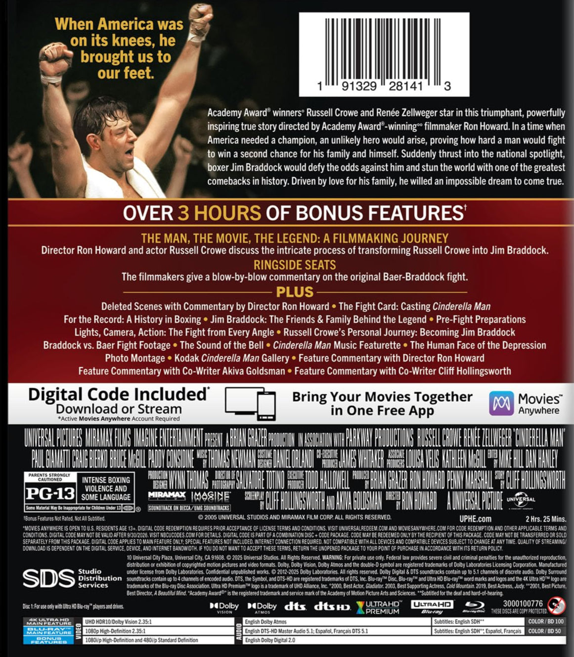 Cinderella Man 4K UHD + Blu-ray with Slipcover (Universal U.S.)