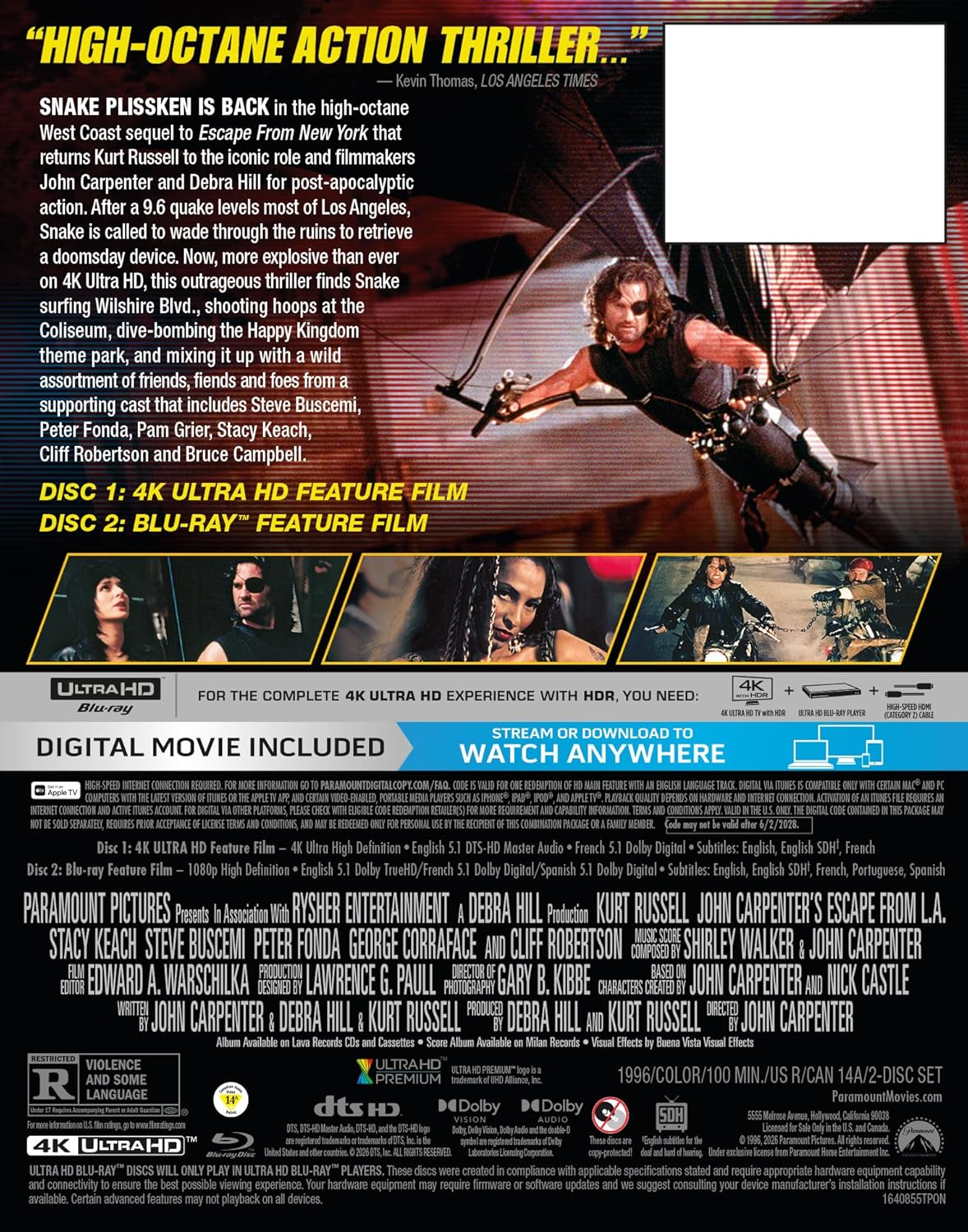 Escape from L.A. 4K UHD + Blu-ray SteelBook (Paramount U.S.)
