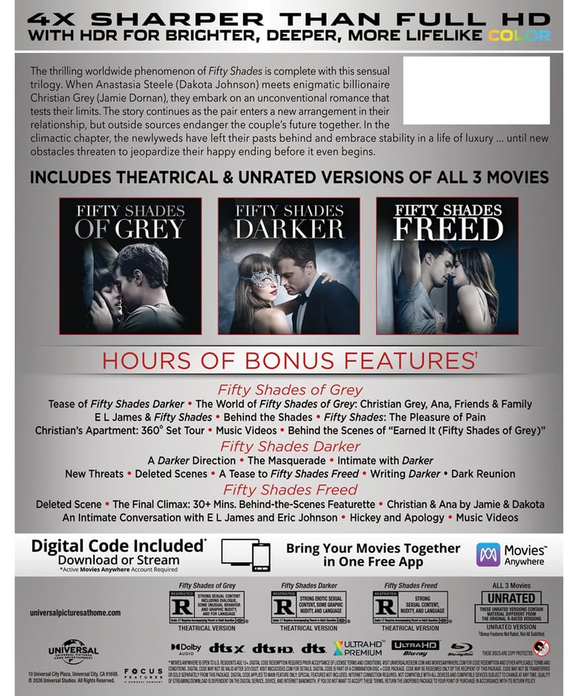 Fifty Shades 4K UHD + Blu-ray 3-Movie Collection (Universal U.S.)