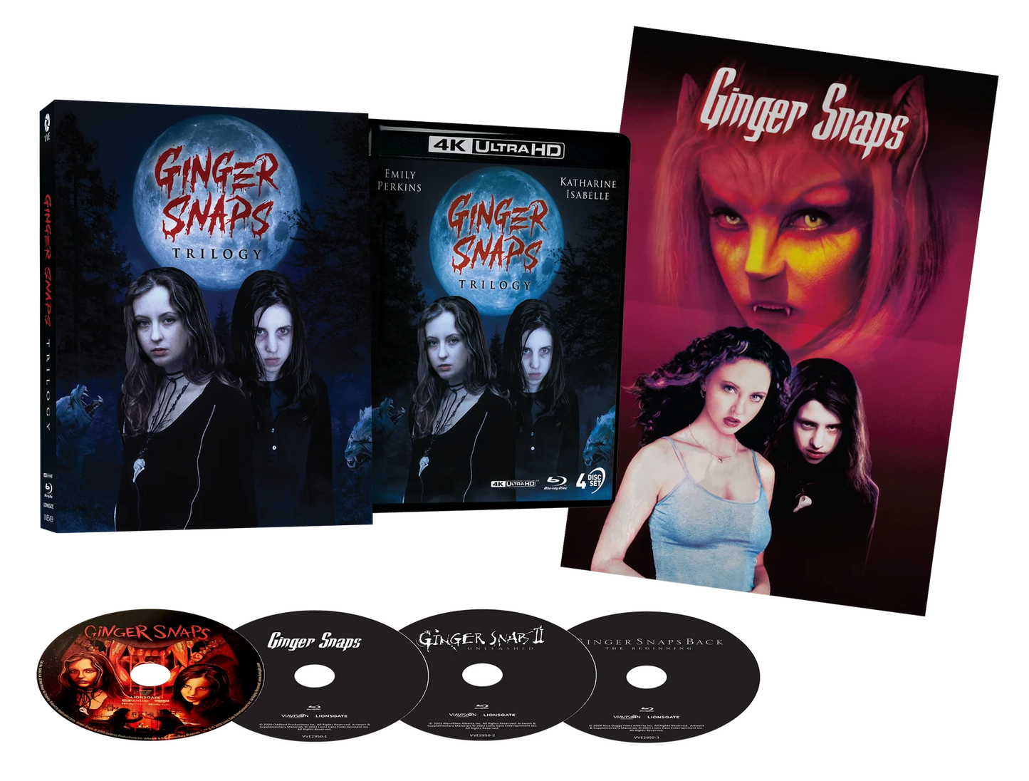 Ginger Snaps Trilogy (2000 - 2004) - 4K UHD + Blu-ray Limited Edition Lenticular Hardcase + Poster (ViaVision/Region Free) [Preorder[