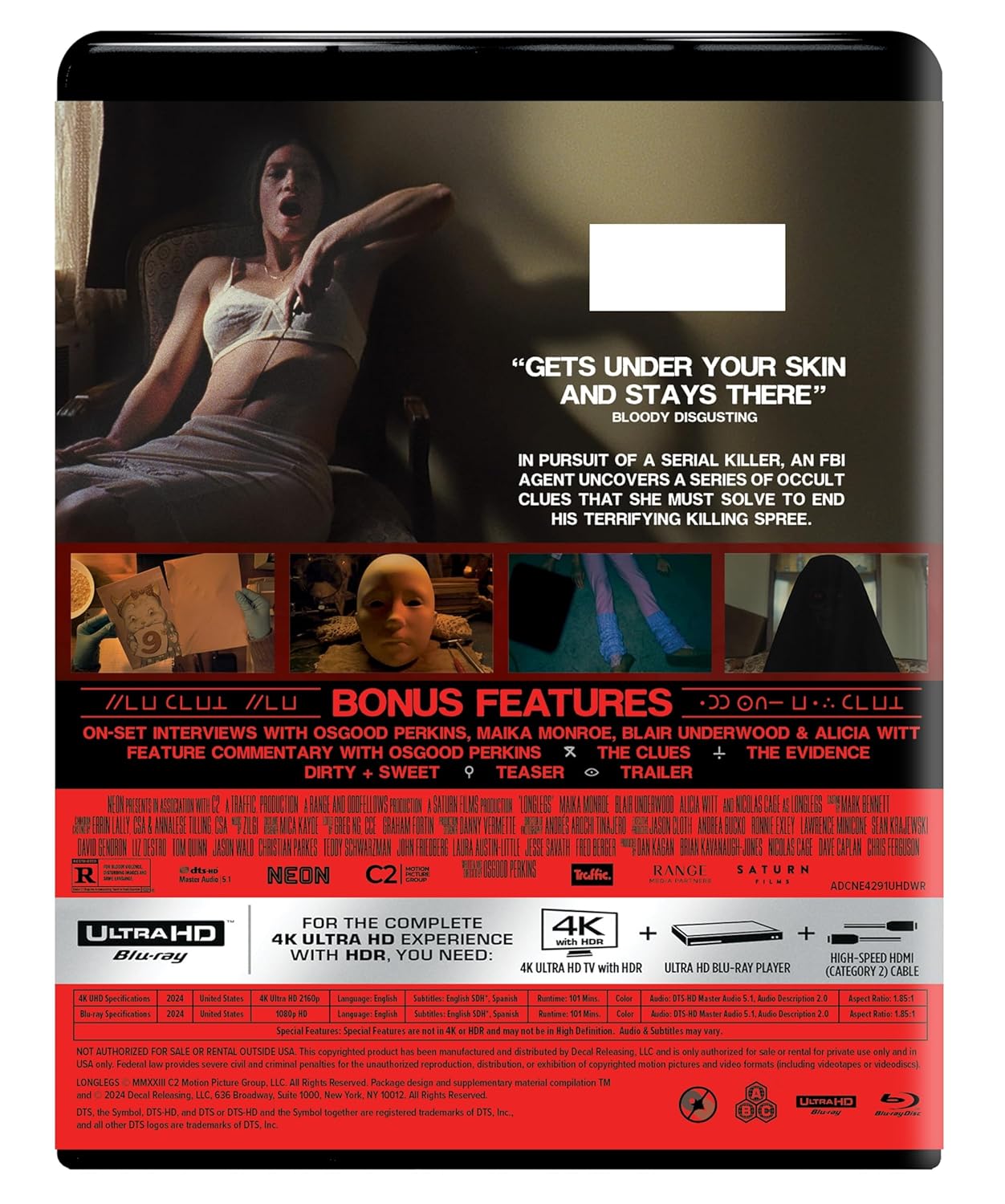 Longlegs 4K UHD+ Blu-ray with Slipcover (Decal Releasing U.S.)