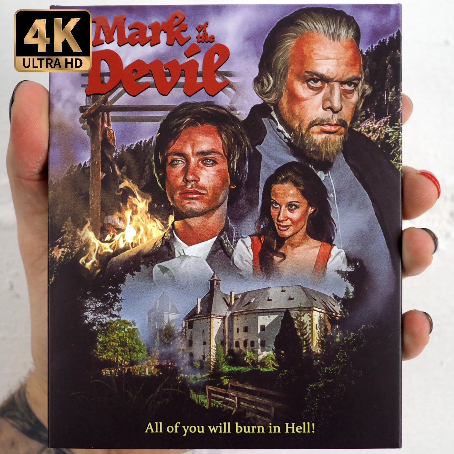 Mark of the Devil 4K UHD + Blu-ray with Limited Edition Hard Slipcase + Slipcover Combo  (Vinegar Syndrome)