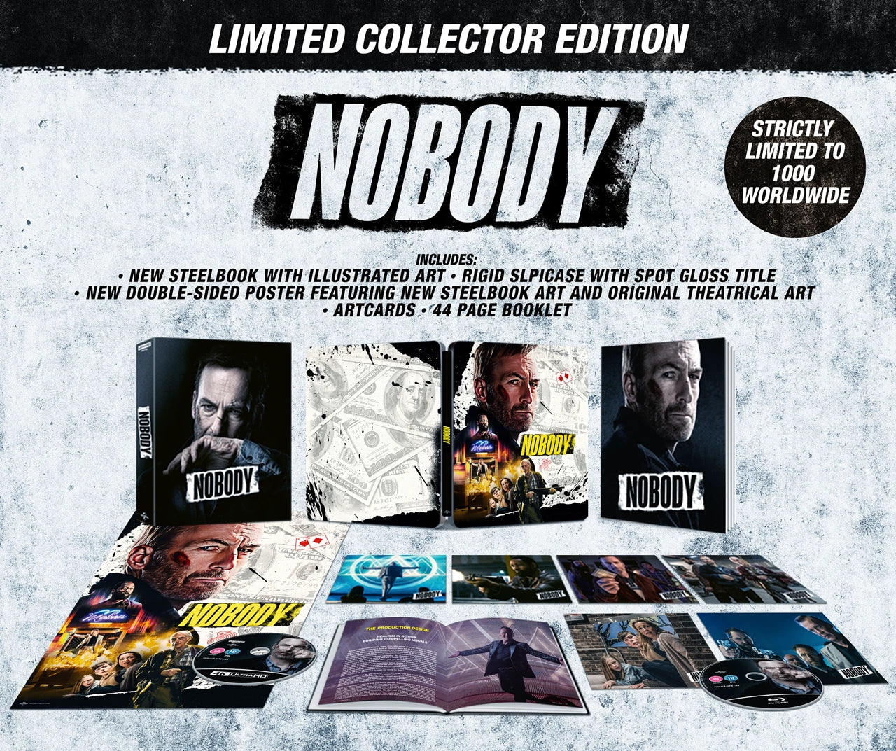 Nobody 4K UHD + Blu-ray Limited Collector's Edition with Rigid Box and SteelBook + more (Universal UK/Region Free/B)