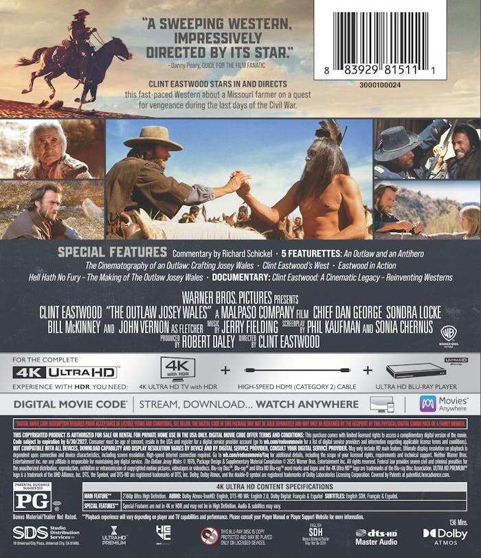 The Outlaw Josey Wales 4K Ultra HD with Slipcover (Warner Bros. U.S.)