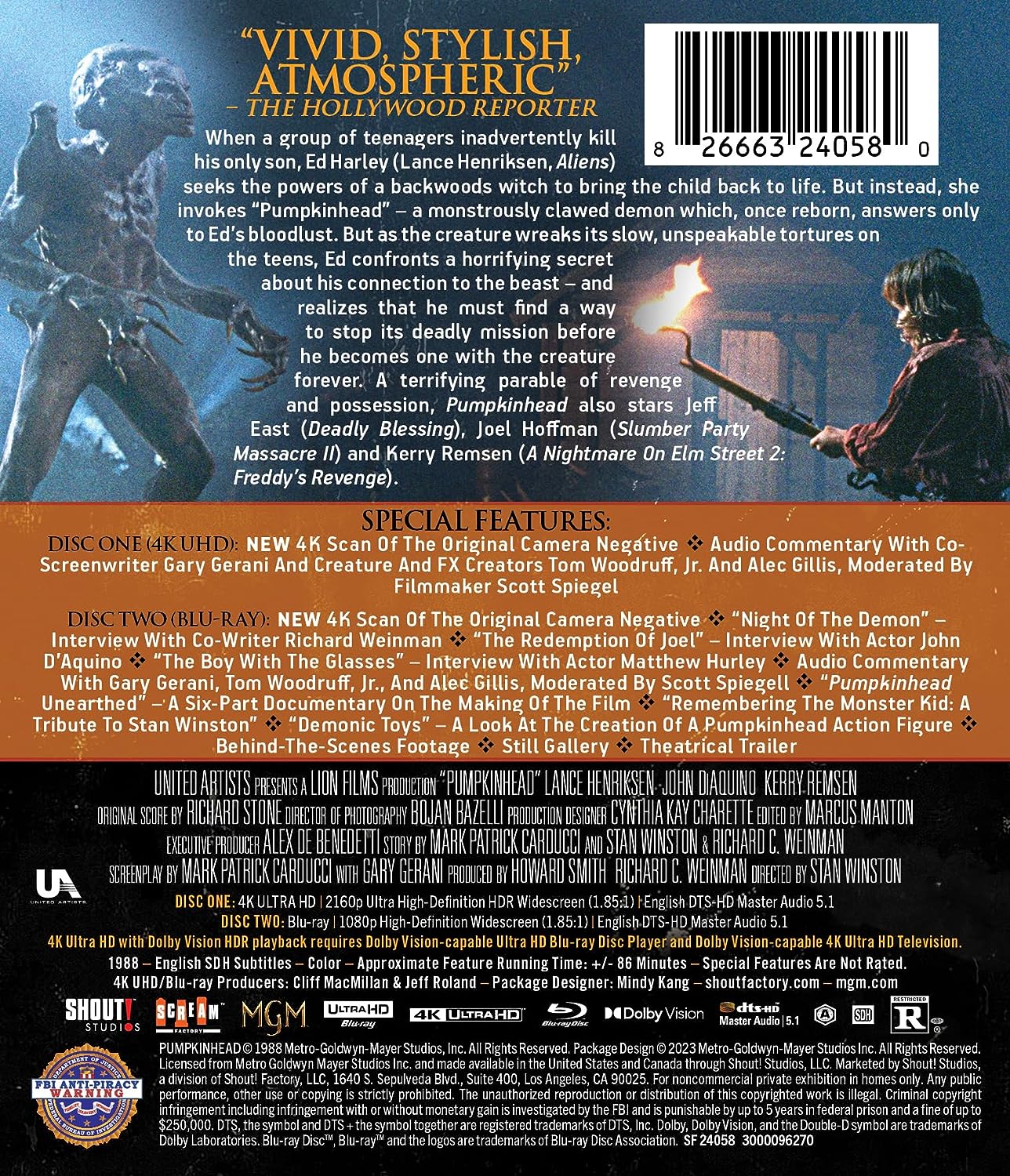 Pumpkinhead Collector's Edition 4K UHD + Blu-ray (Scream Factory)