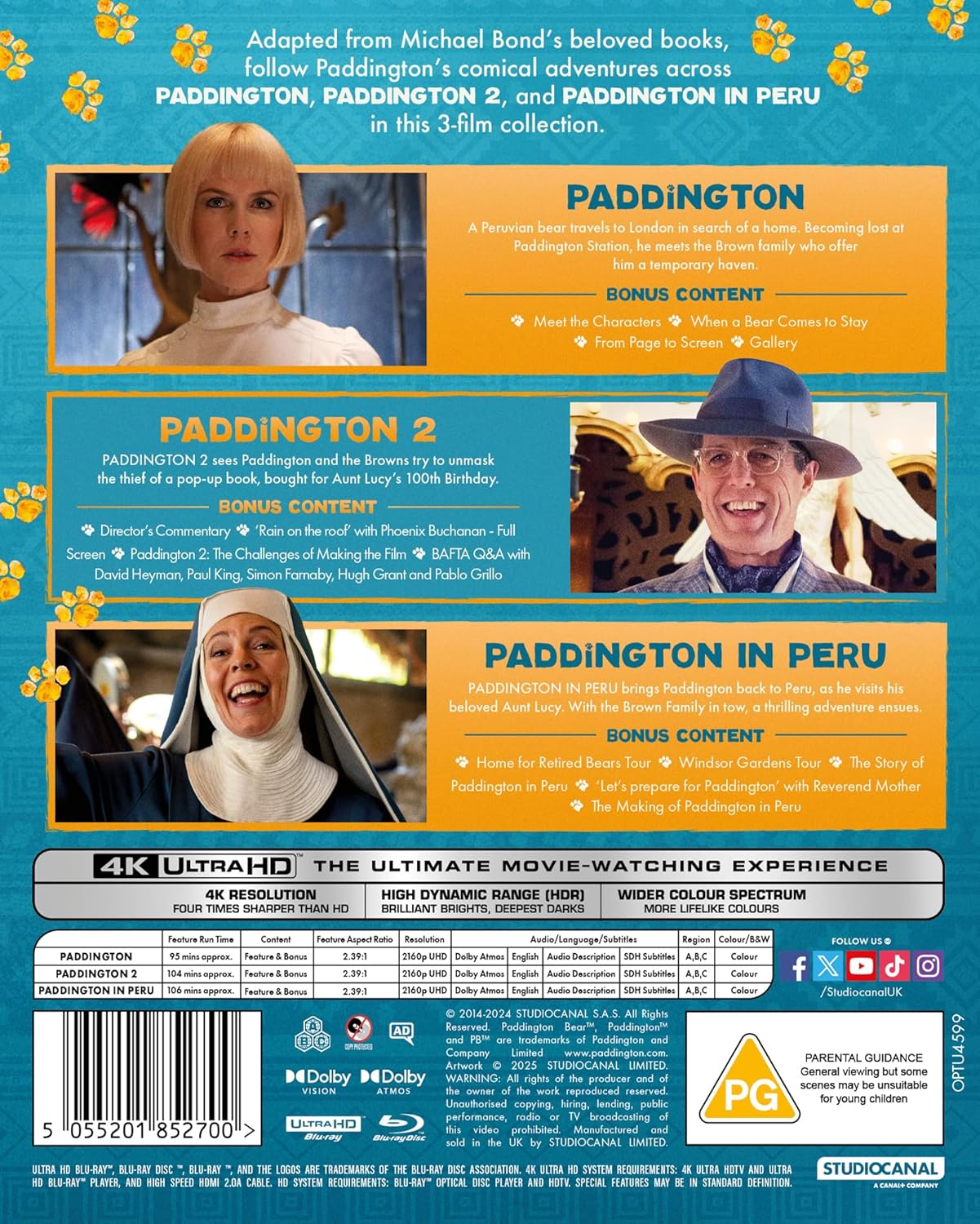 Paddington 3 Film Collection 4K Ultra HD with Slipcover (StudioCanal/Region Free/B) MINOR SLIPCOVER DAMAGE (See product photo)