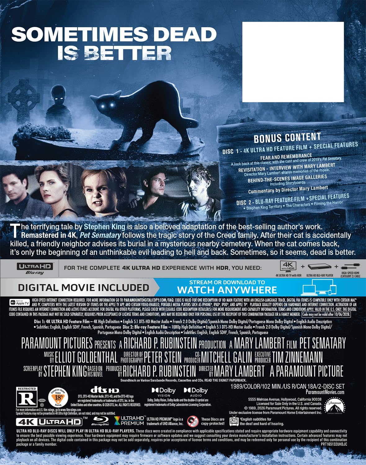 Pet Sematary 4K UHD + Blu-ray SteelBook (Paramount U.S.)