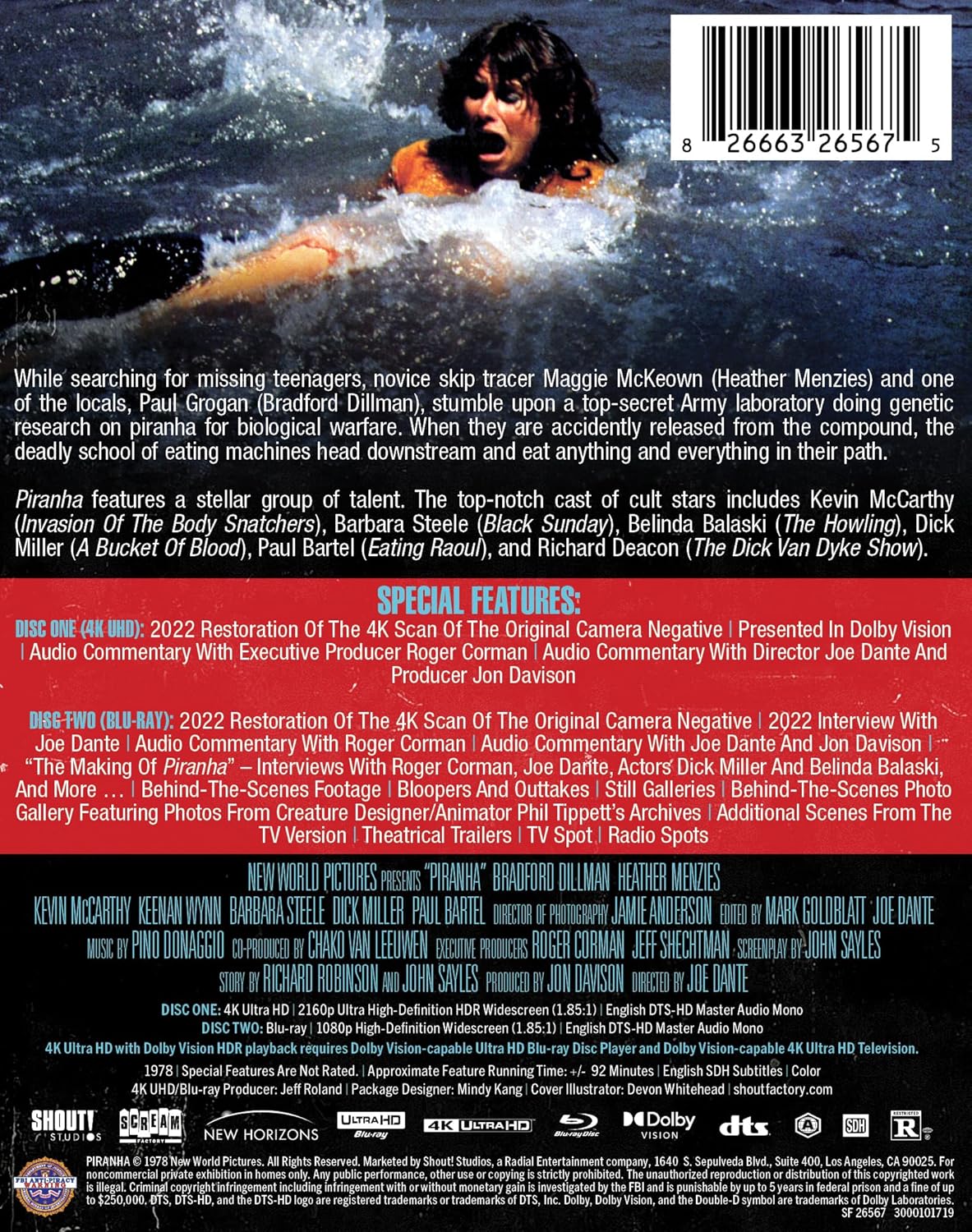 Piranha 4K UHD + Blu-ray Limited Edition SteelBook (Scream Factory) LIMIT 1 PER CUSTOMER