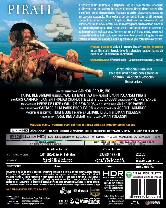 Pirates 4K UHD + Blu-ray with Slipcover (Eagle Pictures 4Kult Collection/Region Free/B) [Italian Import] LIMIT 1 PER CUSTOMER