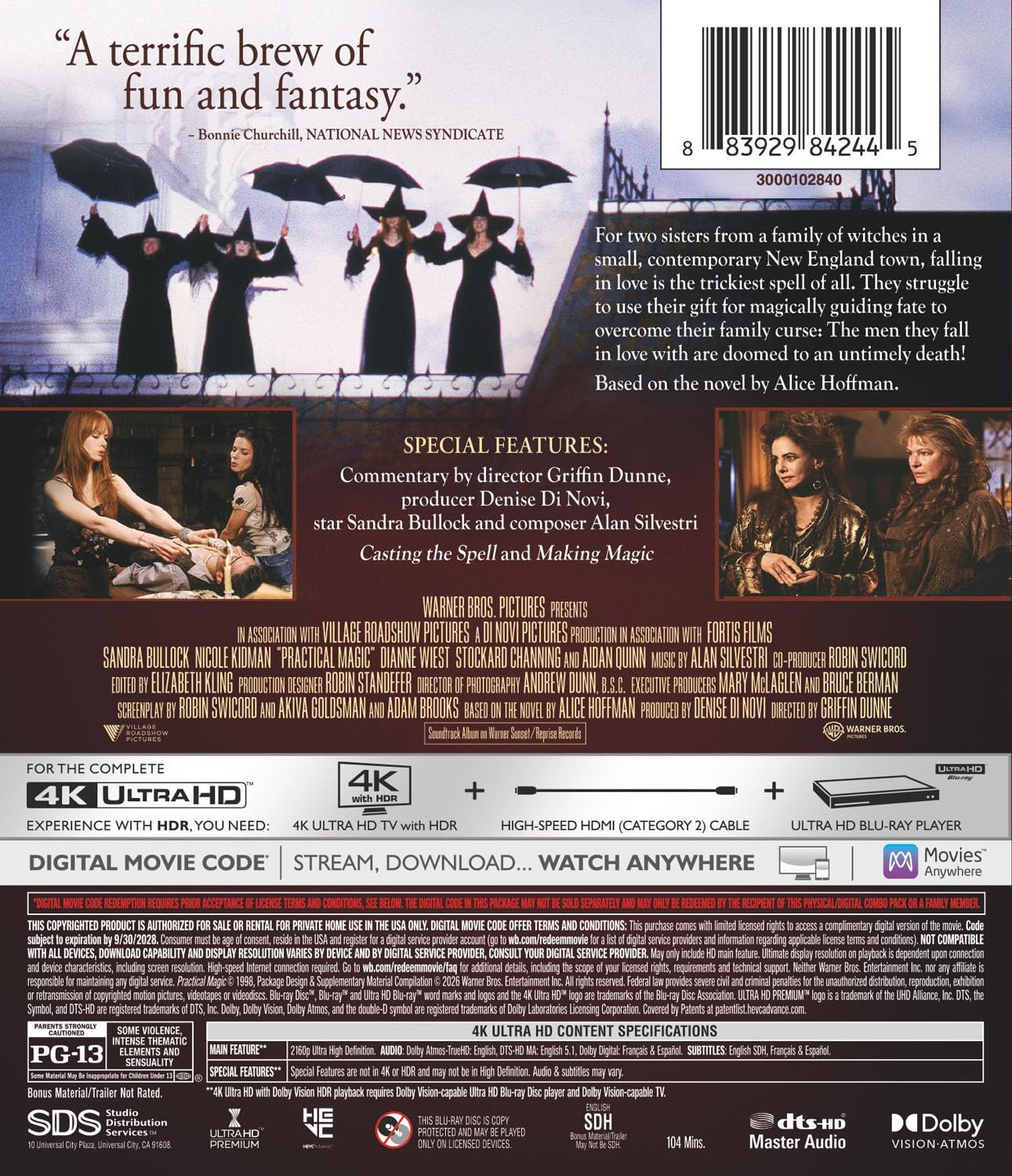 Practical Magic 4K UHD (Warner Bros. U.S.) [Preorder]
