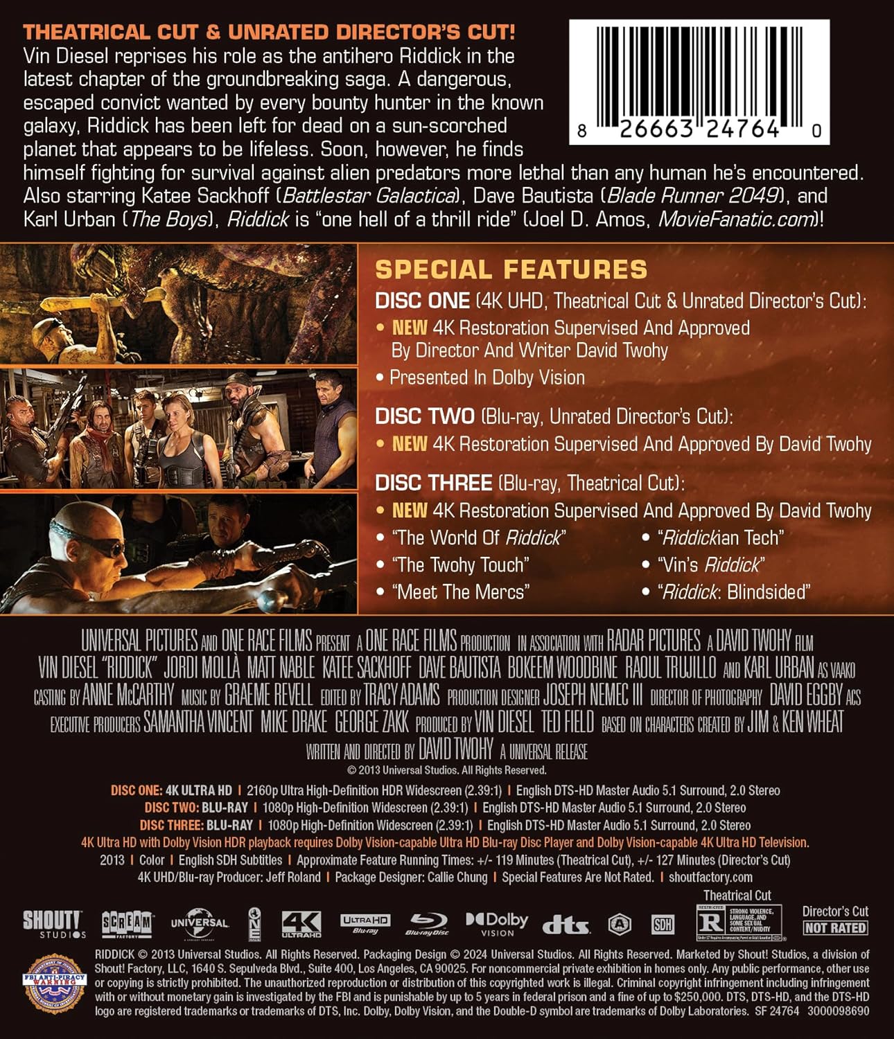 Riddick 4K UHD + Blu-ray Collector's Edition with Slipcover (Scream Fa ...