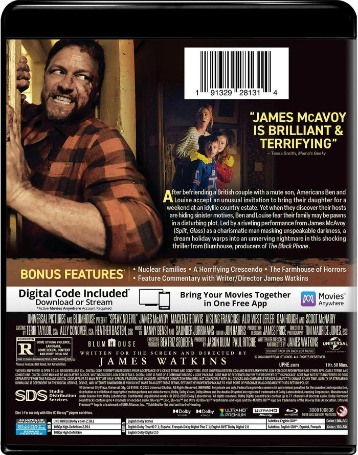 Speak No Evil (2024) 4K UHD + Blu-ray (Universal U.S.) [Preorder]
