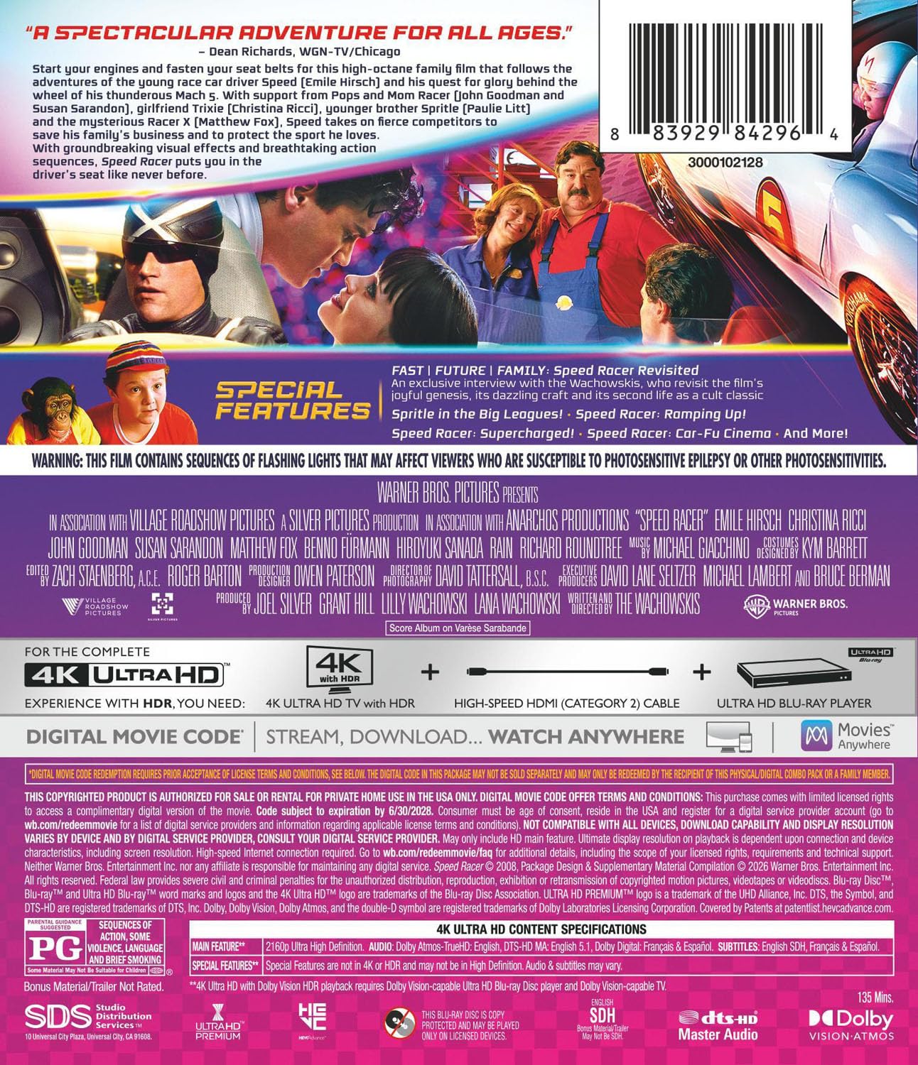 Speed Racer 4K UHD with Slipcover (Warner Bros U.S.)