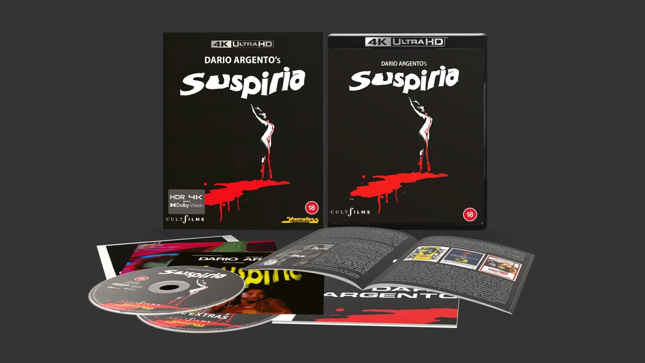 Suspiria Limited Edition 4K UHD + Blu-ray Extras Disc Collector's Edition with Slipcase + Book + Poster + Art Cards (Shameless Entertainment & Cult Films/Region Free) [Preorder]