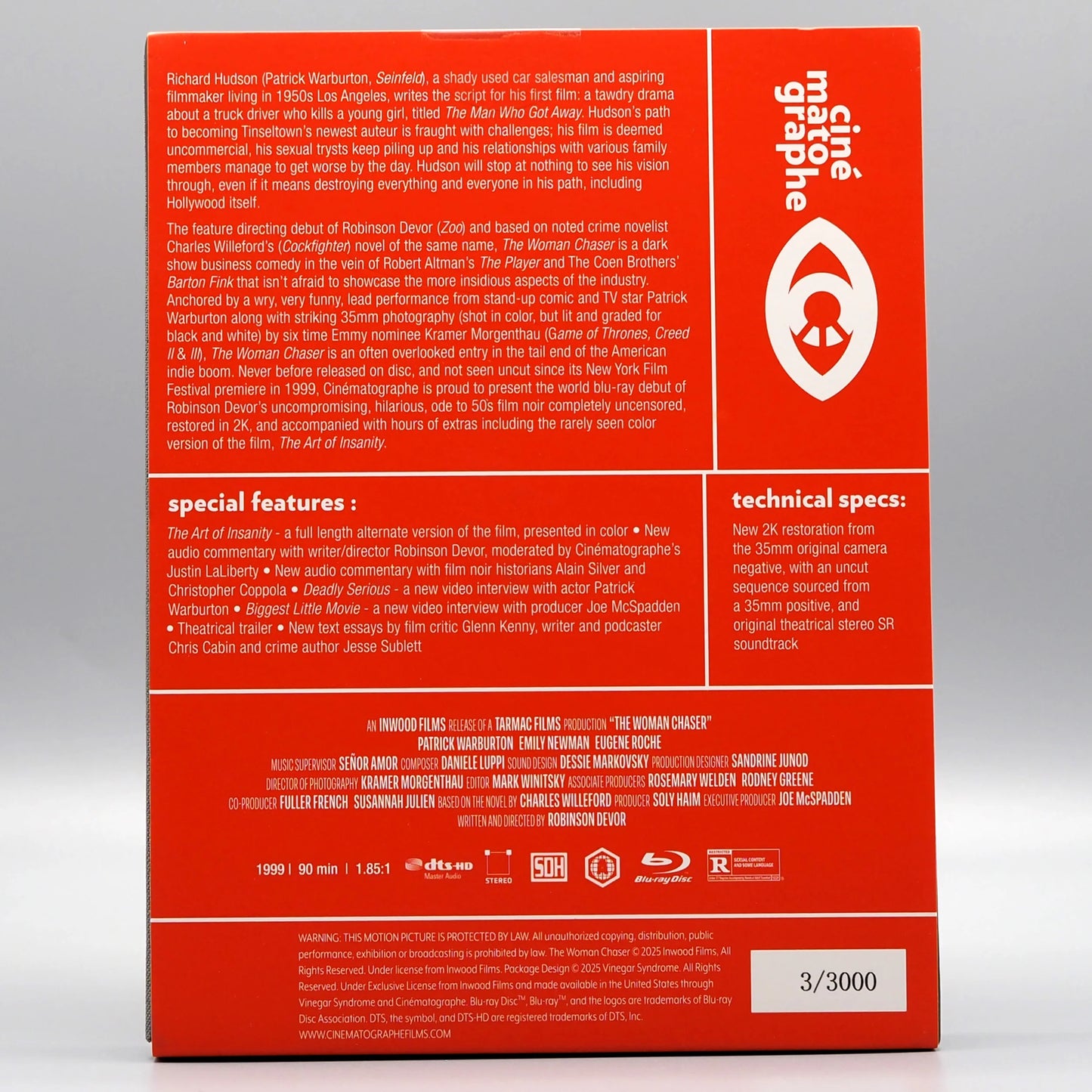 The Woman Chaser Blu-ray with Limited Edition J-card MediaBook Slipcase (Cinématographe) LIMIT 1 PER CUSTOMER